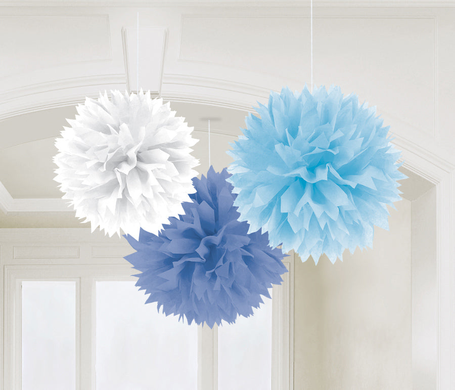 BABY SHOWER BOY FLUFFY DECORATION 16IN, 3PCS - House of Party Kenya