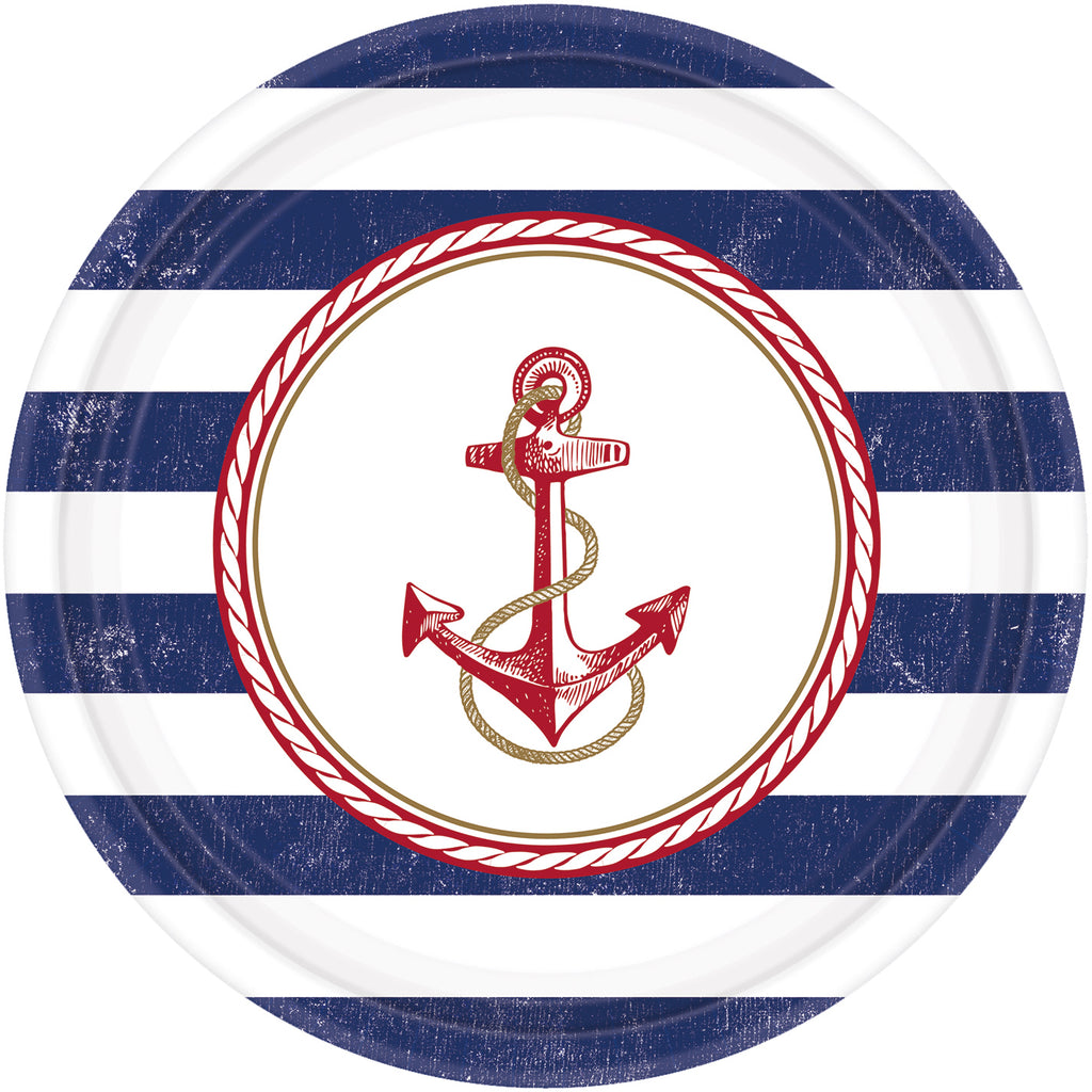 ANCHORS AWEIGH PAPER PLATES 10.50IN, 8PCS - House of Party Kenya