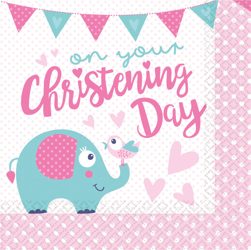 CHRISTENING PINK LUNCH TISSUES 16pcs - House of Party Kenya