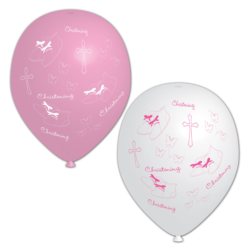 CHRISTENING PINK LATEX BALLOONS 11IN, 6PCS - House of Party Kenya